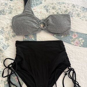 Stylish Gray and Black Bikini Set